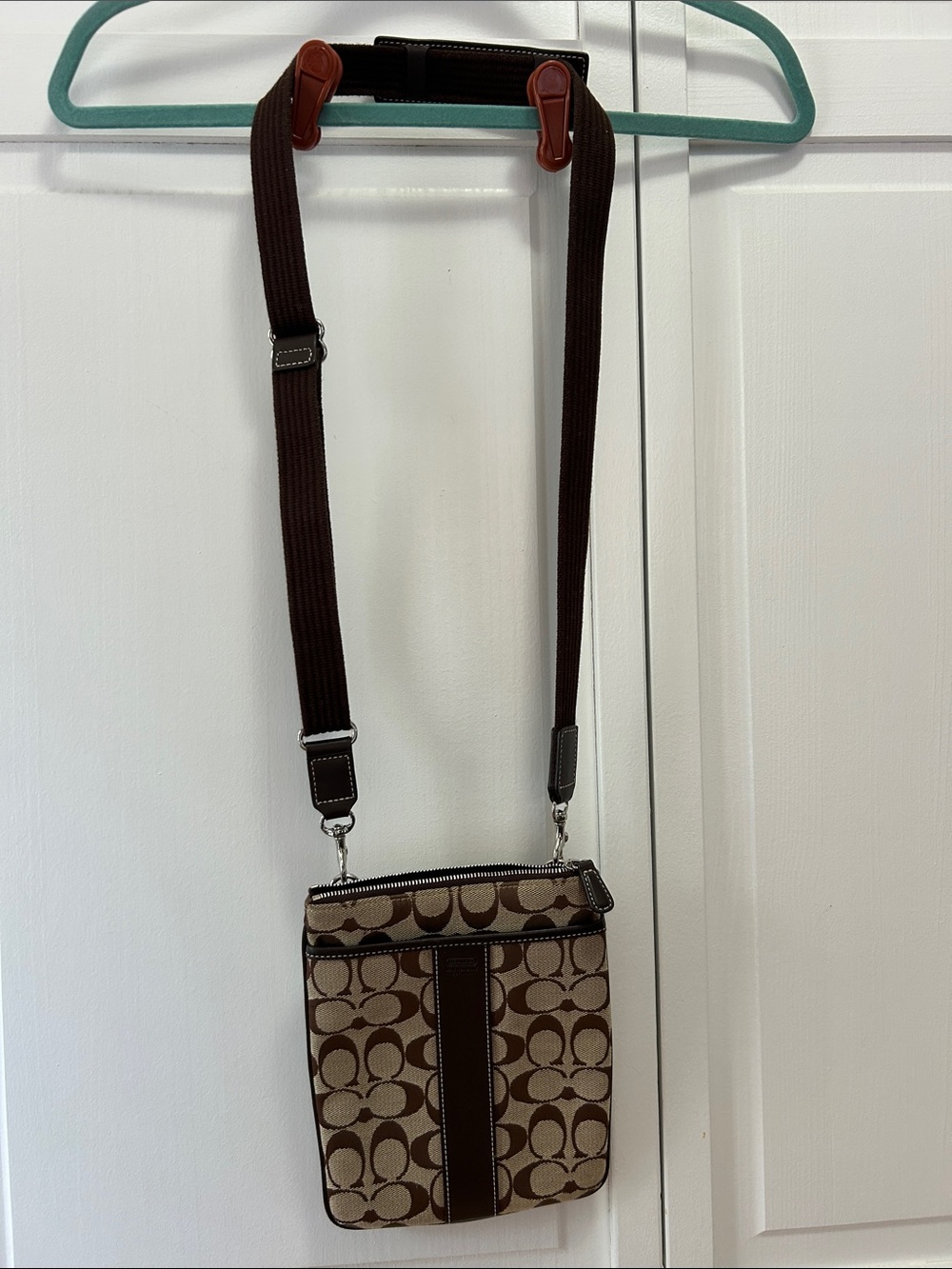 Coach Brown Signature Canvas Crossbody Messenger Bag